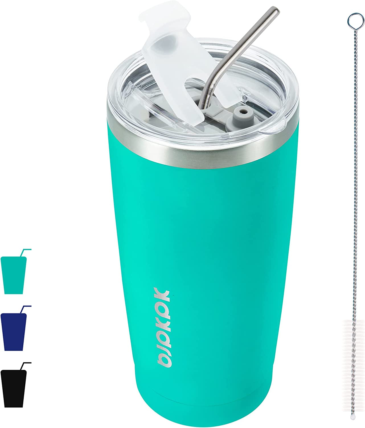 20 oz Insulated Tumblers With Lid And Straw Stainless Steel Coffee Tumbler Cup,Green
