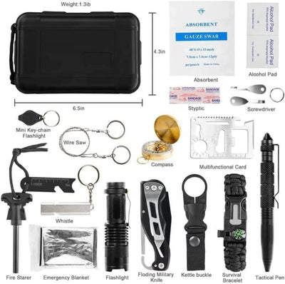 Emergency Survival Kit Gift for Man Dad Husband, Best for Hiking, First Aid Kit for Camping & Outdoor Adventures Silver LZ-09 0