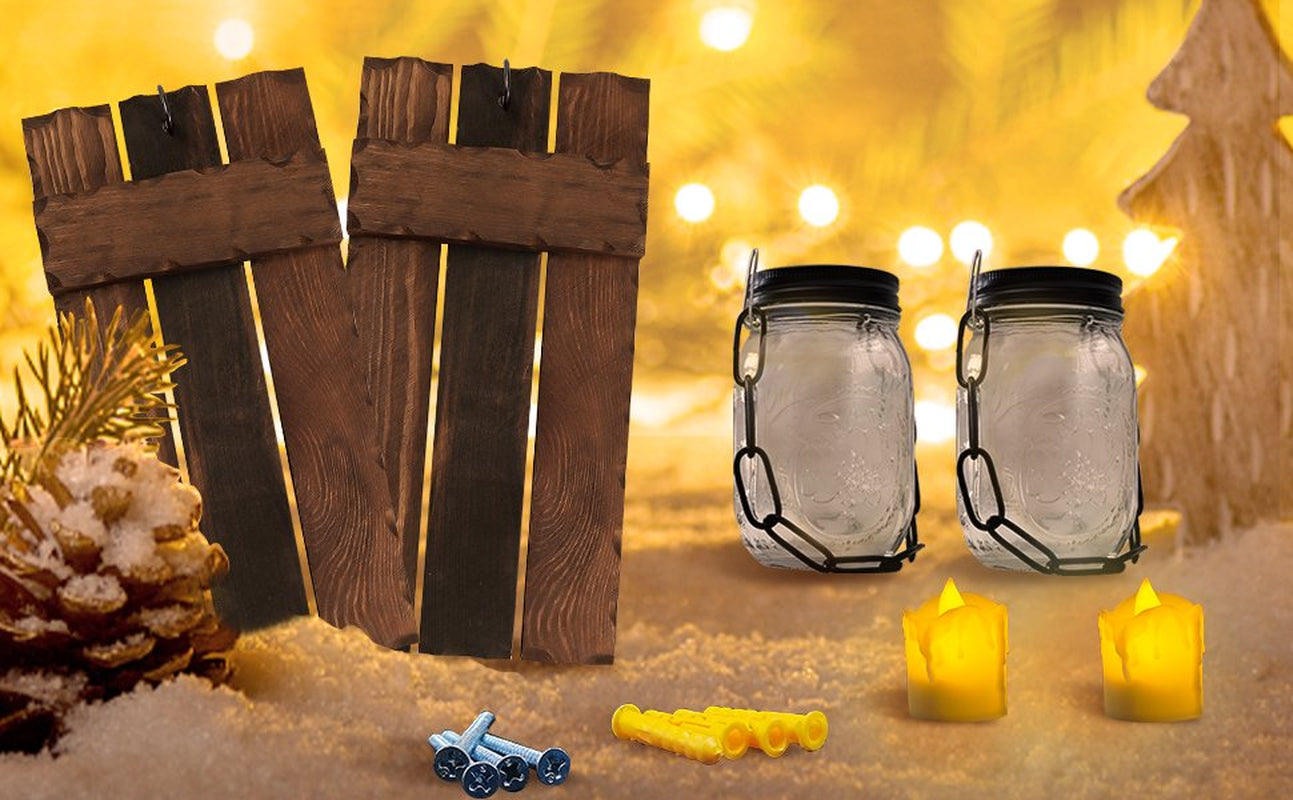 Wall Sconce Light, 2 Sets with Boards, LED Electric Candle Lights, 5" High Battery Farmhouse Retro Candle Sconces Decor for Home Living Room, Bathroom