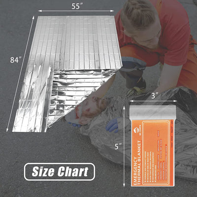 Emergency Mylar Thermal Blankets -Space Blanket Survival Kit Camping Blanket (Pack of 6). Perfect for Outdoors, Hiking, Survival, Bug Out Bag ,Marathons or First Aid