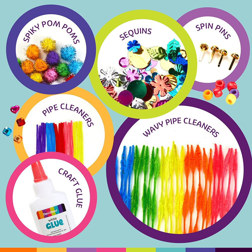 Arts & Crafts Supplies Kit with Storage Bin - Crafting Materials Box Kits for School or Gift Ages 3 to 8