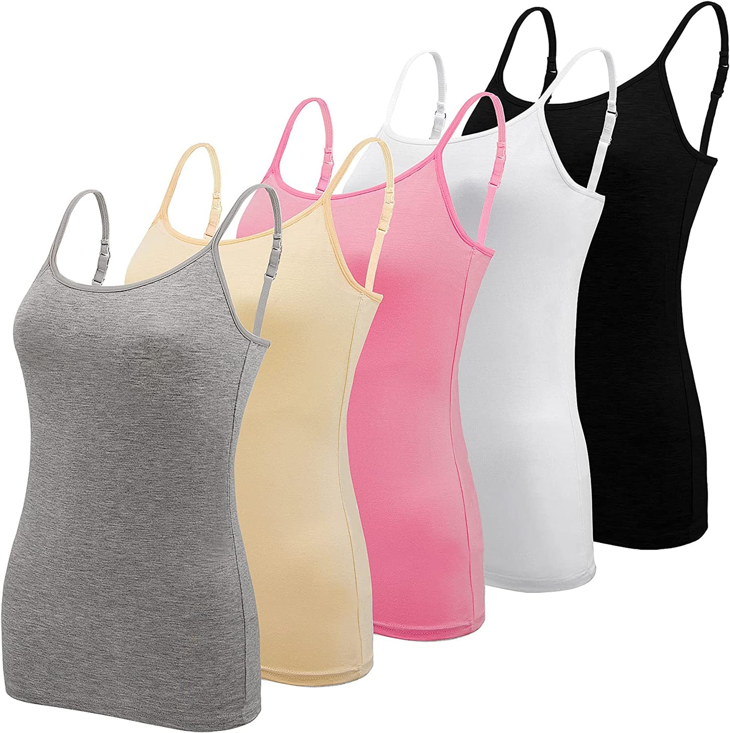 5 Pcs Women's Camisole Tank Top Undershirt Spaghetti Strap Basic Camisoles