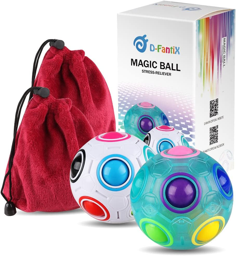D-F Rainbow Puzzle Ball Cube Magic Rainbow Ball Puzzle Bundle Stress Fidget Ball Brain Teasers Games Fidget Toys