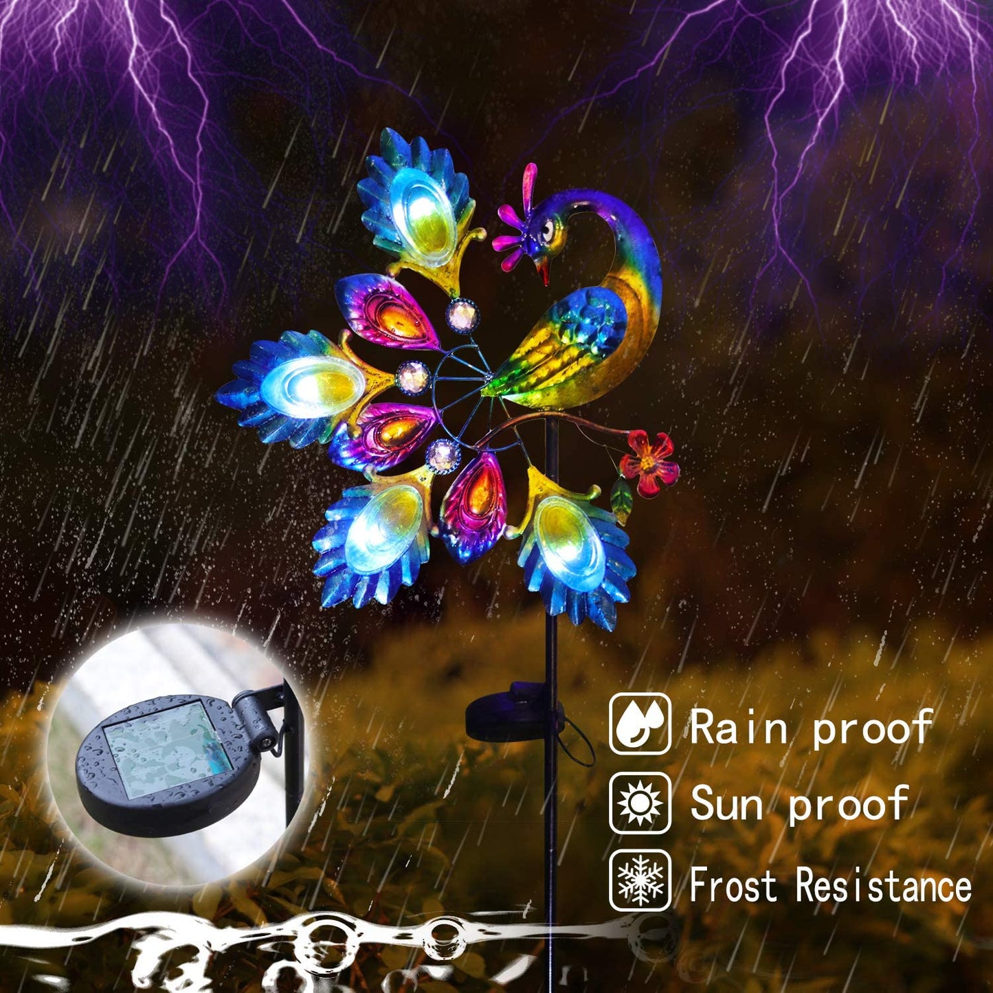 Garden Solar Lights Pathway Outdoor,Peacock Garden Stake Metal Lights Decorative Yard Art Waterproof LED Garden Lights,for Patio Yard Walkway Pathway Lawn Decoration