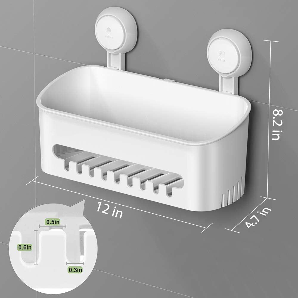 Shower Caddy, Waterproof Shower Caddy Suction Cup No-Drilling Removable Shower Shelf Powerful Heavy Duty Hold up to 22Lbs