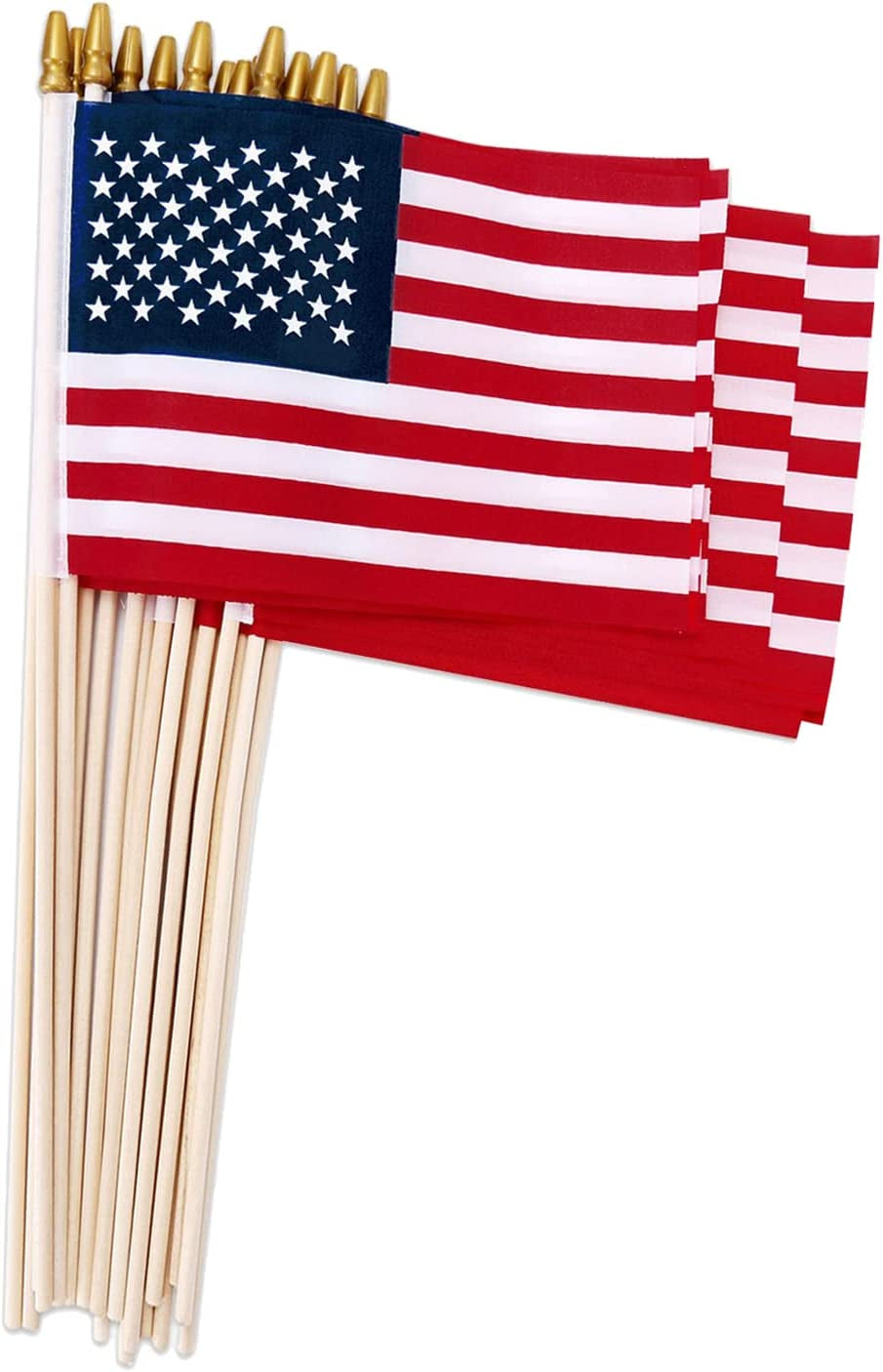 12 Pack Small American Flags on Stick, Small US Flags/Mini American Flag on Stick 4x6 Inch US American Hand Held Stick Flags with Kid-Safe Spear Top