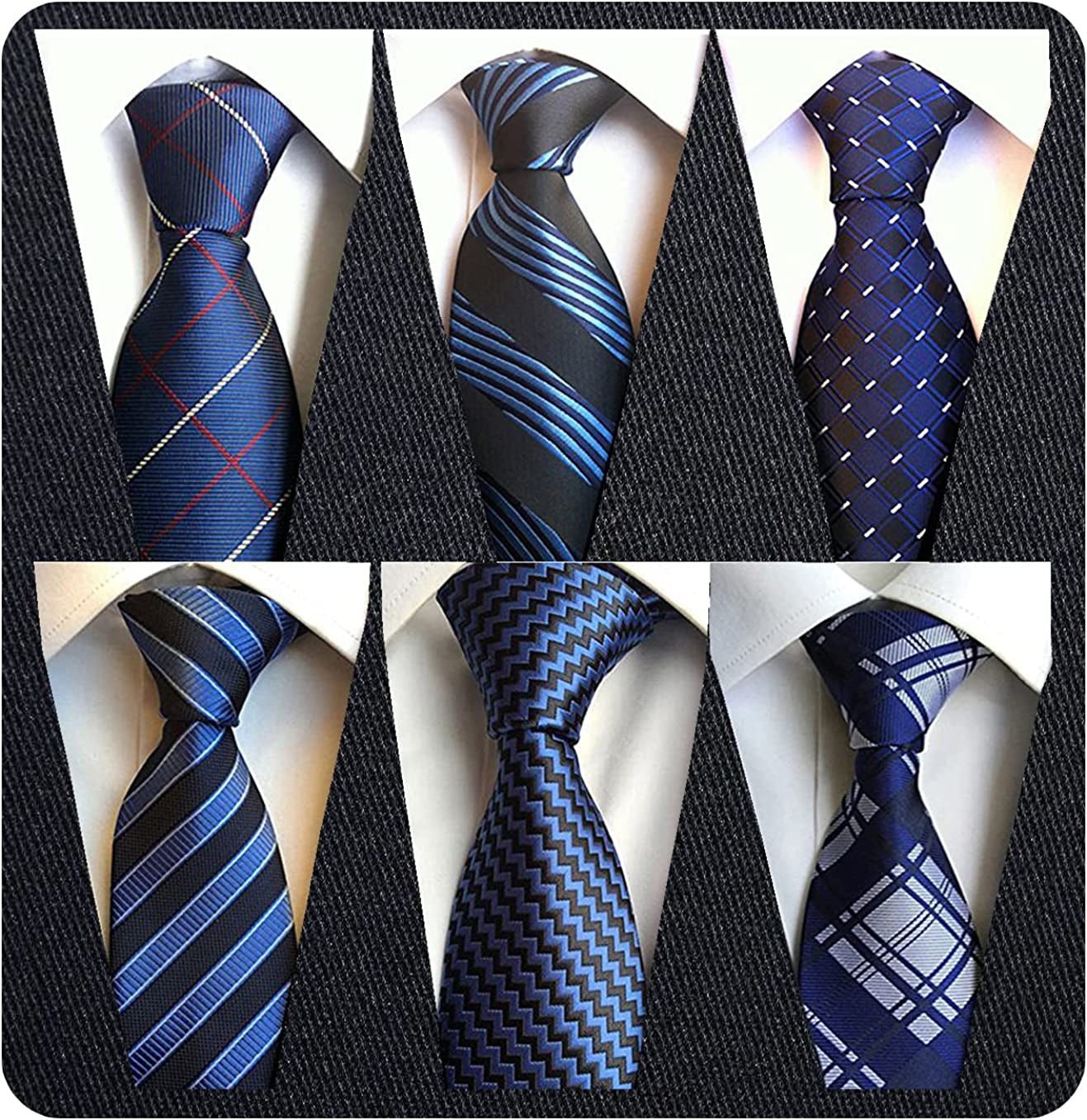 6 Pcs Men's Necktie Classic Silk Tie Woven Jacquard Neck Ties
