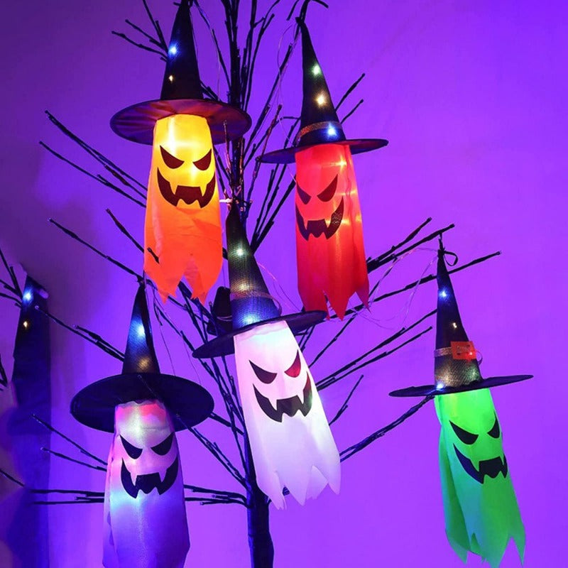 5 Pcs Halloween Witch Hat String Lights,Colored LED Lights Halloween Glowing Decoration for Yard Tree Garden Party Decor, Indoor and Outdoor