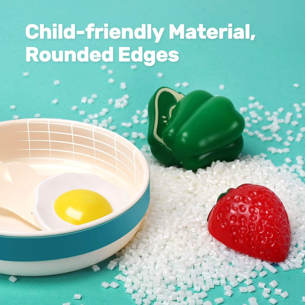 40PCS Kids Kitchen Pretend Play Toys Cooking Set with Pots and Pans Cookware Cutting Play Food Great Gift for Toddles Infant Boys Girls Play Inside
