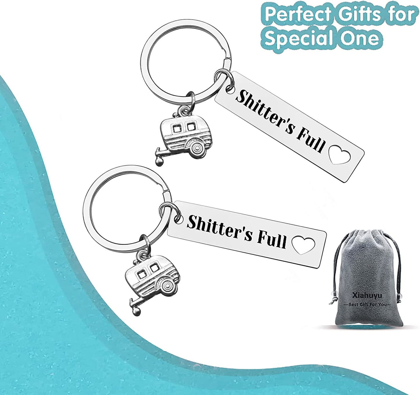 2pcs Happy Camper RV Keychain Camping Gifts for Men Women Camper Trailer
