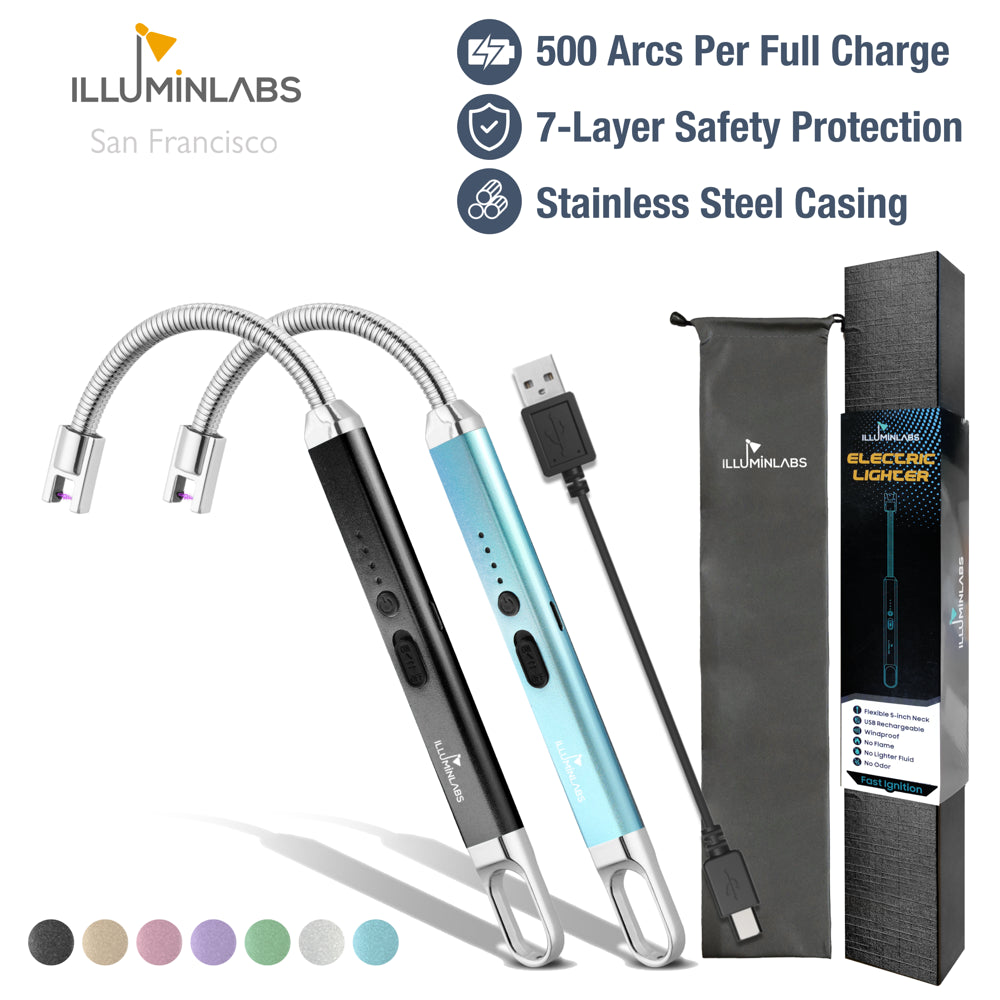 2 Pack USB Rechargeable Candle Lighters with Flexible Neck, Windproof Flameless Plasma Lighters