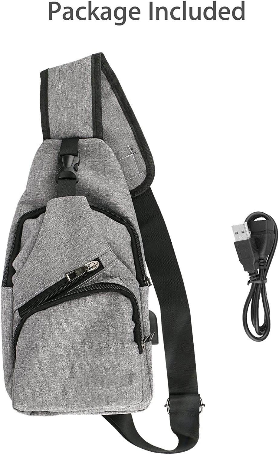 Crossbody Sling Backpack Sling Bag, Eeekit Backpack Crossbody Travel Bag for Men and Women, Console Joy-Cons and Accessories, Charge Your Phone via the Side USB Charging Interface (Grey)