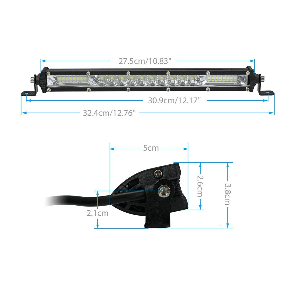 12'' LED Light Bar, IP68 Waterproof Single Row LED Work Light for ATV Off-Road Truck UTV Boat Jeep Car