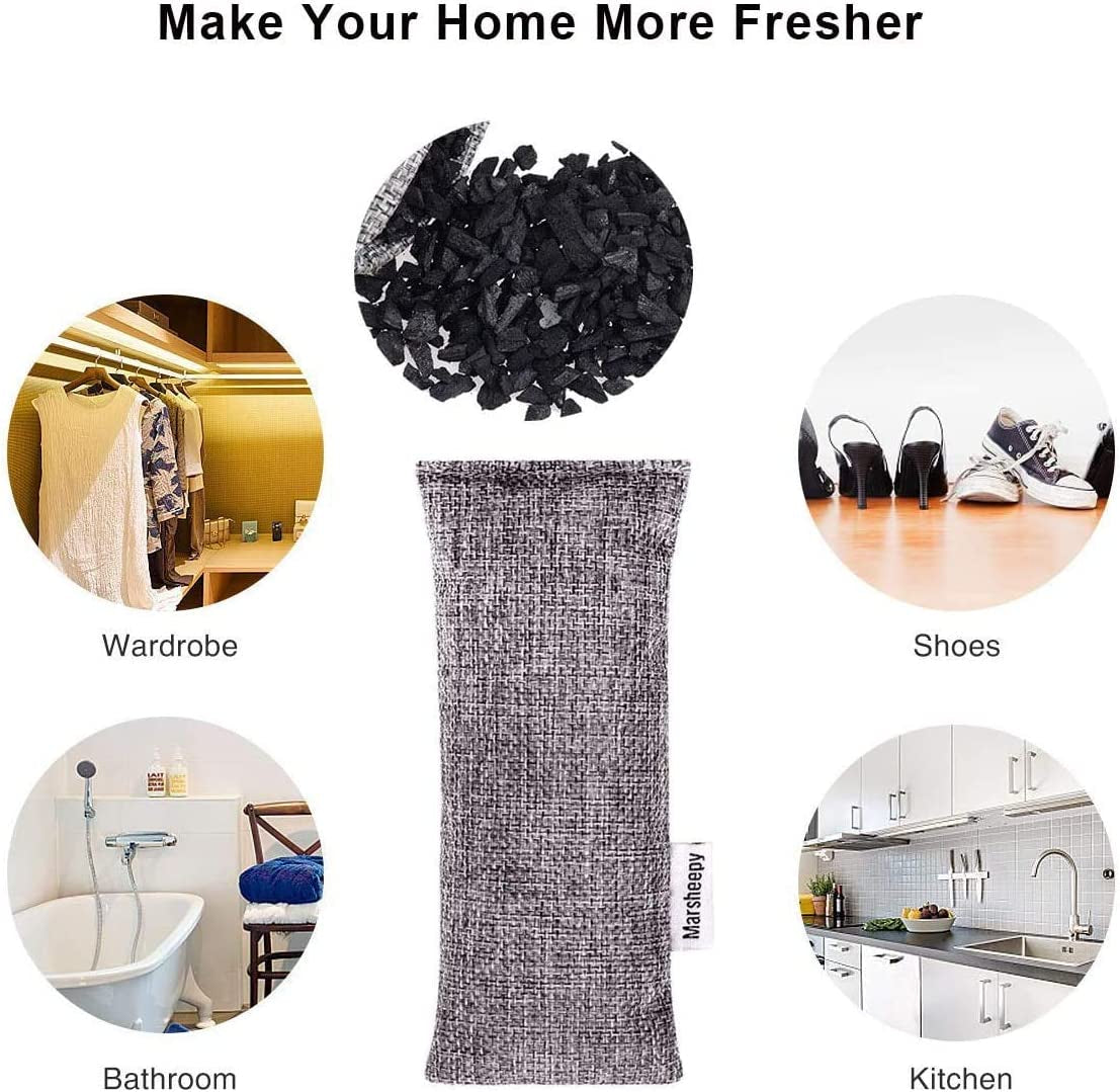 6 Pack Natural Bamboo Charcoal Bags, Shoe Odor Eliminatorr (60g X 6 PACK)