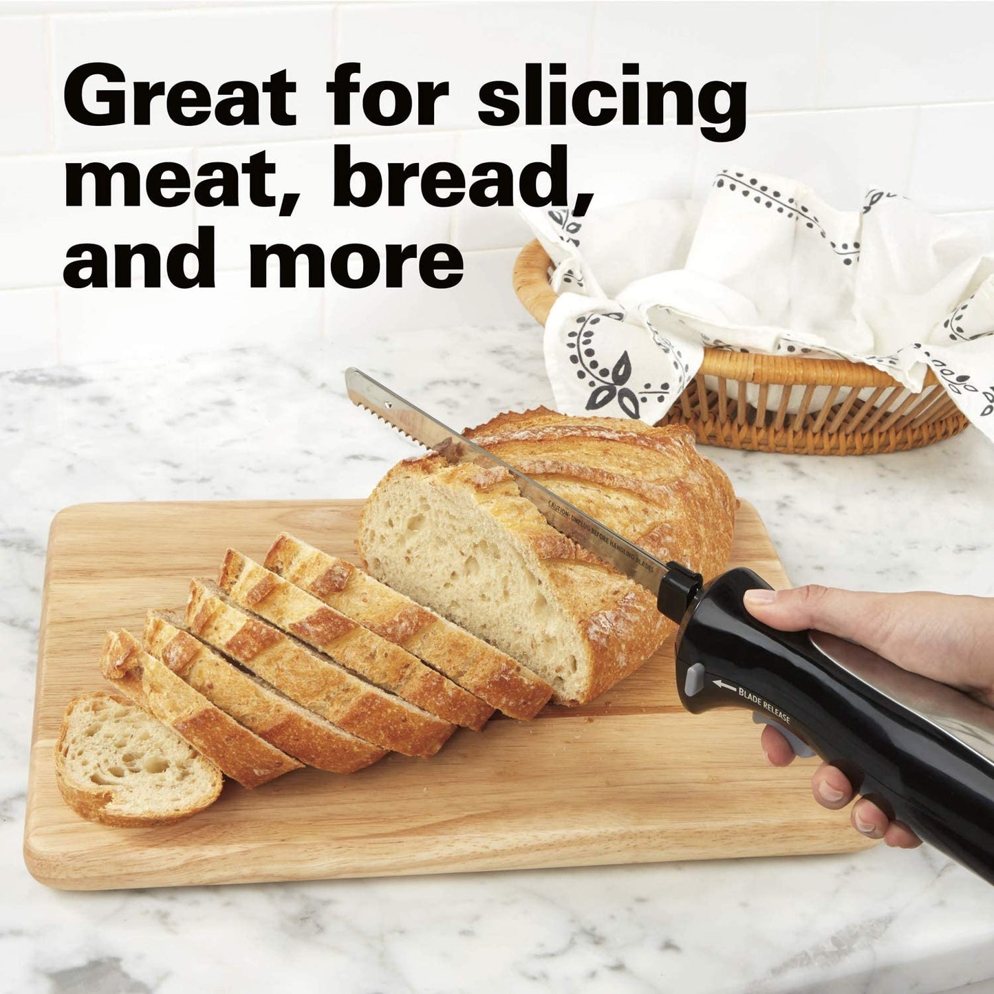 Hamilton Beach Set Electric Carving Knife for Meats, Poultry, Bread, Crafting Foam and More, Storage Case and Serving Fork Included