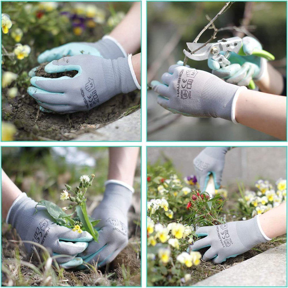6 Pairs Garden Gloves for Women, Nitrile Coated Working Gloves, for Gardening, Restoration Work
