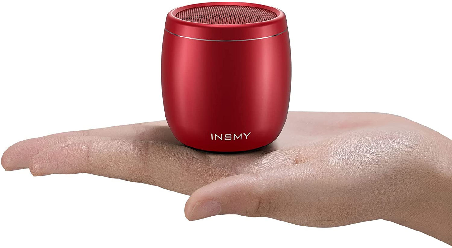 Small Bluetooth Speaker, Mini Portable Wireless Speaker, Punchy Bass Rich Audio Stereo Pairing, Handheld Pocket Size 10H Playtime Built in Mic for Hiking Biking Gift Laptop Tablet (Red)