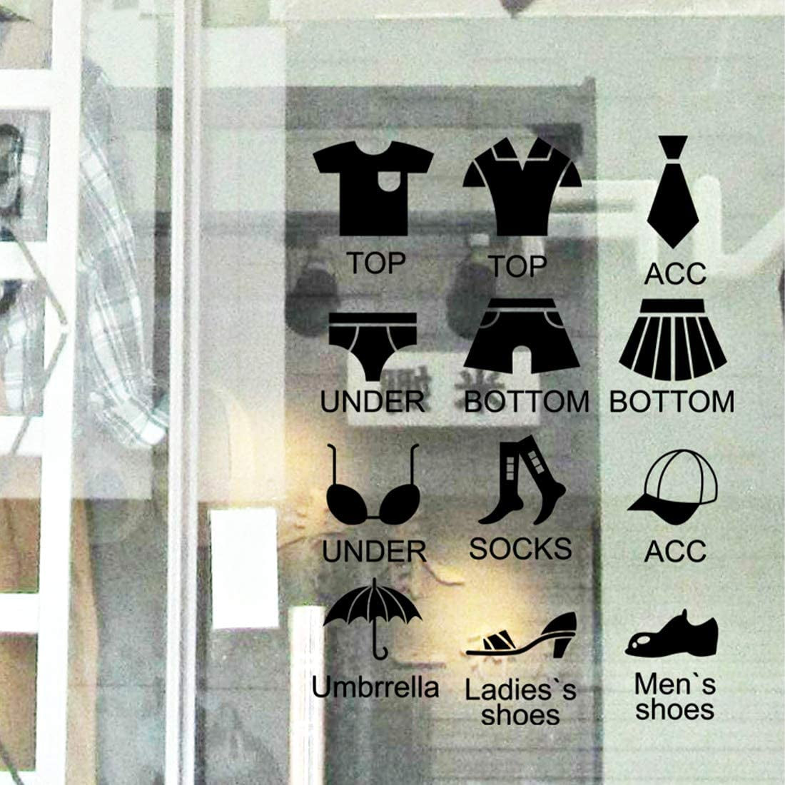 Wardrobe Clothes Classification Label Stickers DIY Vinyl Cabinets Classification Decals for Locker Room Clothes Shoes Clothing Accessories