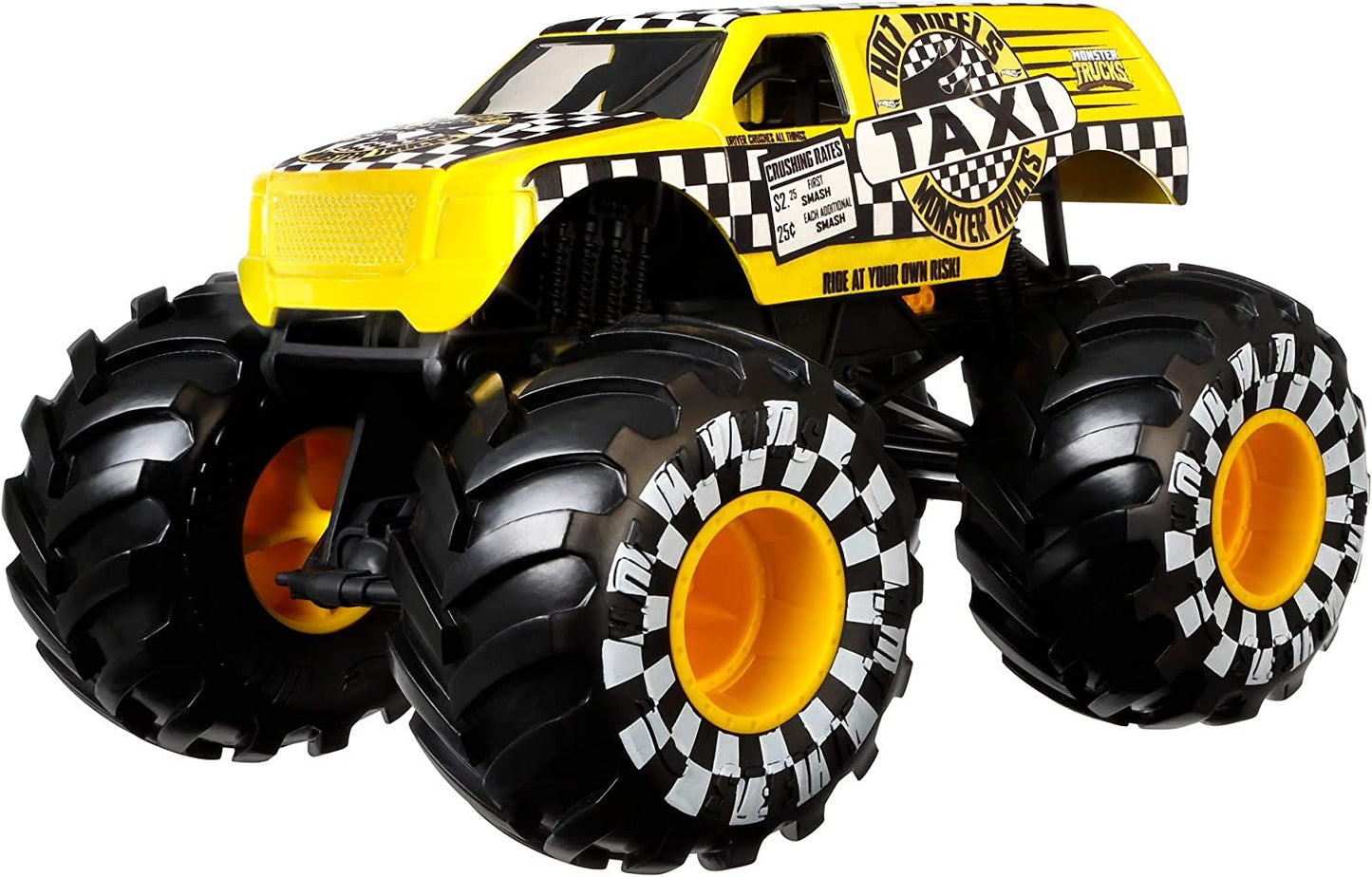 Hot Wheels Monster Truck 1:24 Scale Taxi Vehicle with Giant Wheels for Kids Age 3 to 8 Years Old Great Gift Toy Trucks Large Scales