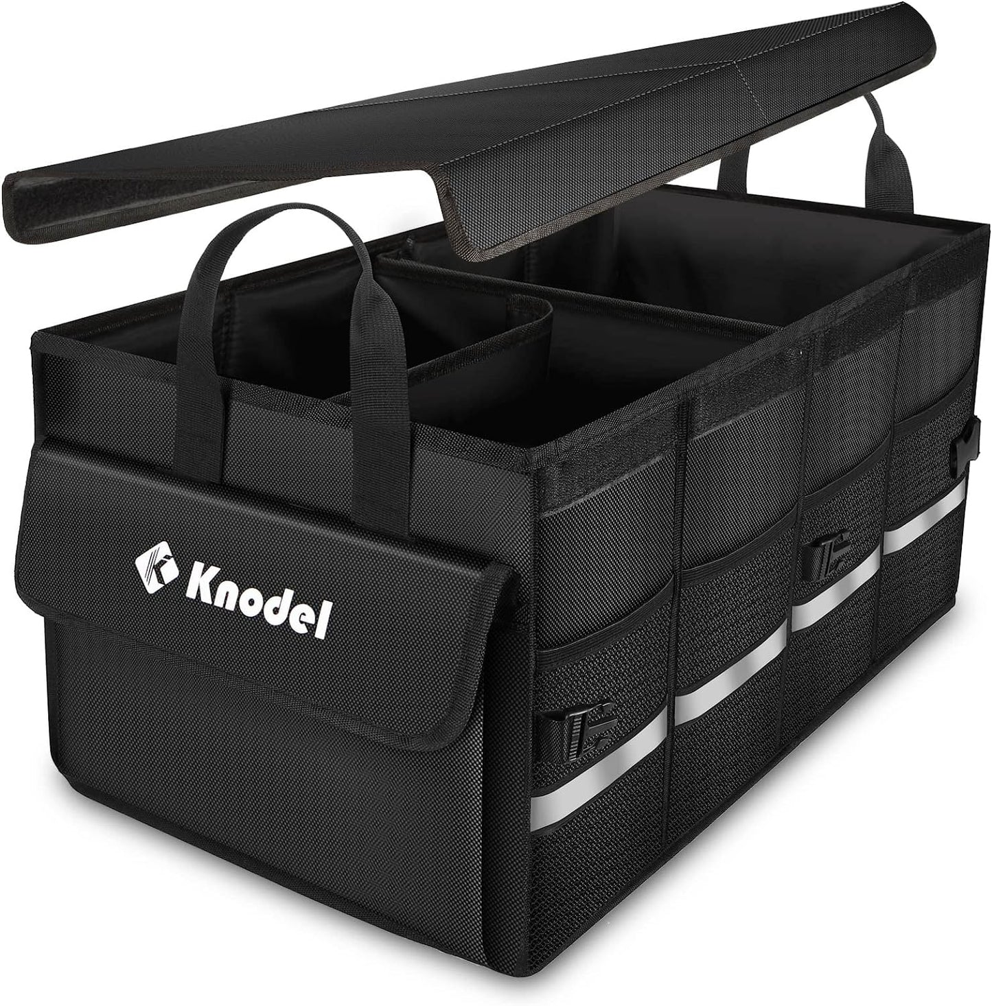 XL Car Trunk Organizer with Lid, Collapsible Car Trunk Storage Organizer, Car Organizer and Storage for SUV, Truck, Sedan (Black)