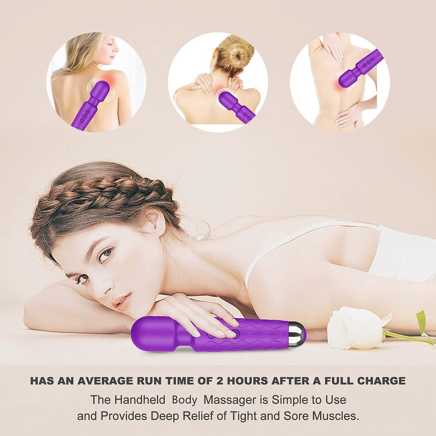Personal Electric Massager - 20 Patterns & 8 Speeds - Strong Magic Vibration & Electric Back Massage - Men & Women - Perfect for Tension Relief, Muscle, Soreness, Recovery