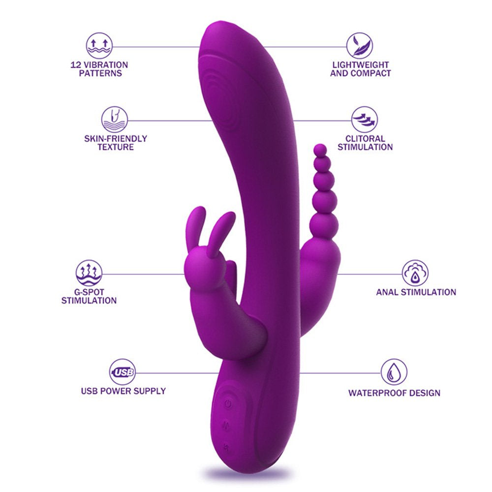 3 in 1 G-Spot Rabbit Vibrator 12 Speed Clitoral Stimulator Sex Toys Valentine'S Day Gift for Women Adult Toys(Rose Red)
