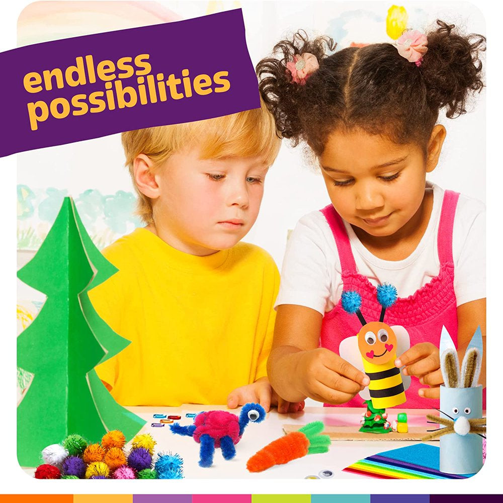 Arts & Crafts Supplies Kit with Storage Bin - Crafting Materials Box Kits for School or Gift Ages 3 to 8