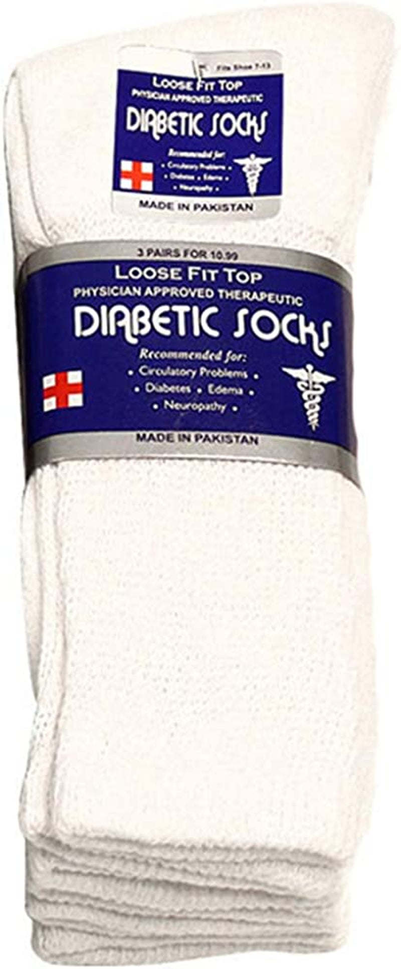 Physicians Approved Diabetic Socks Crew Unisex 3, 6 or 12-Pack