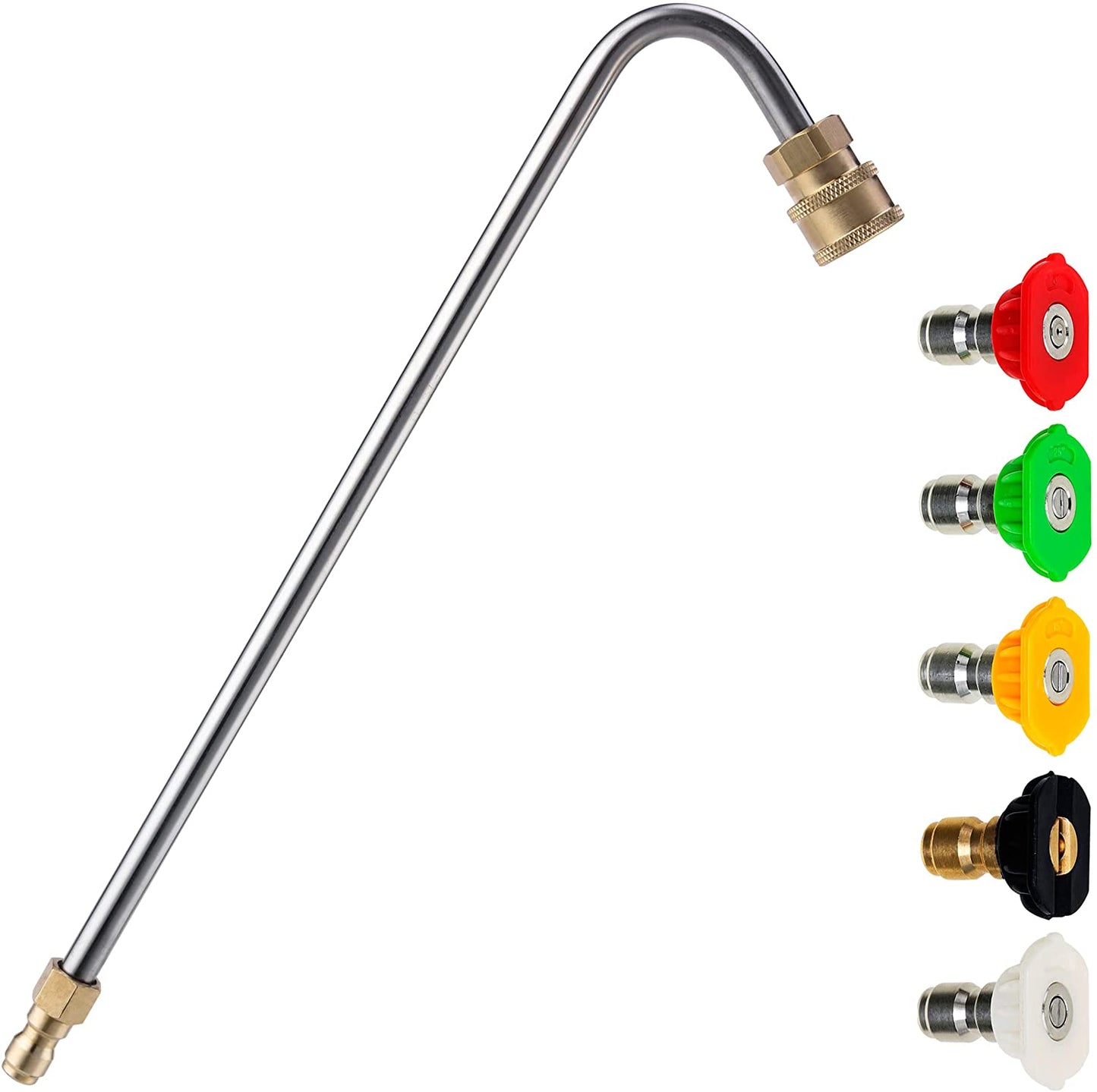 Pressure Washer Gutter Cleaner Attachment, Angled Extension Wand for Gutter Cleaning, 5 Nozzle Tips, 1/4 Inch Quick Connect, 13 Inch