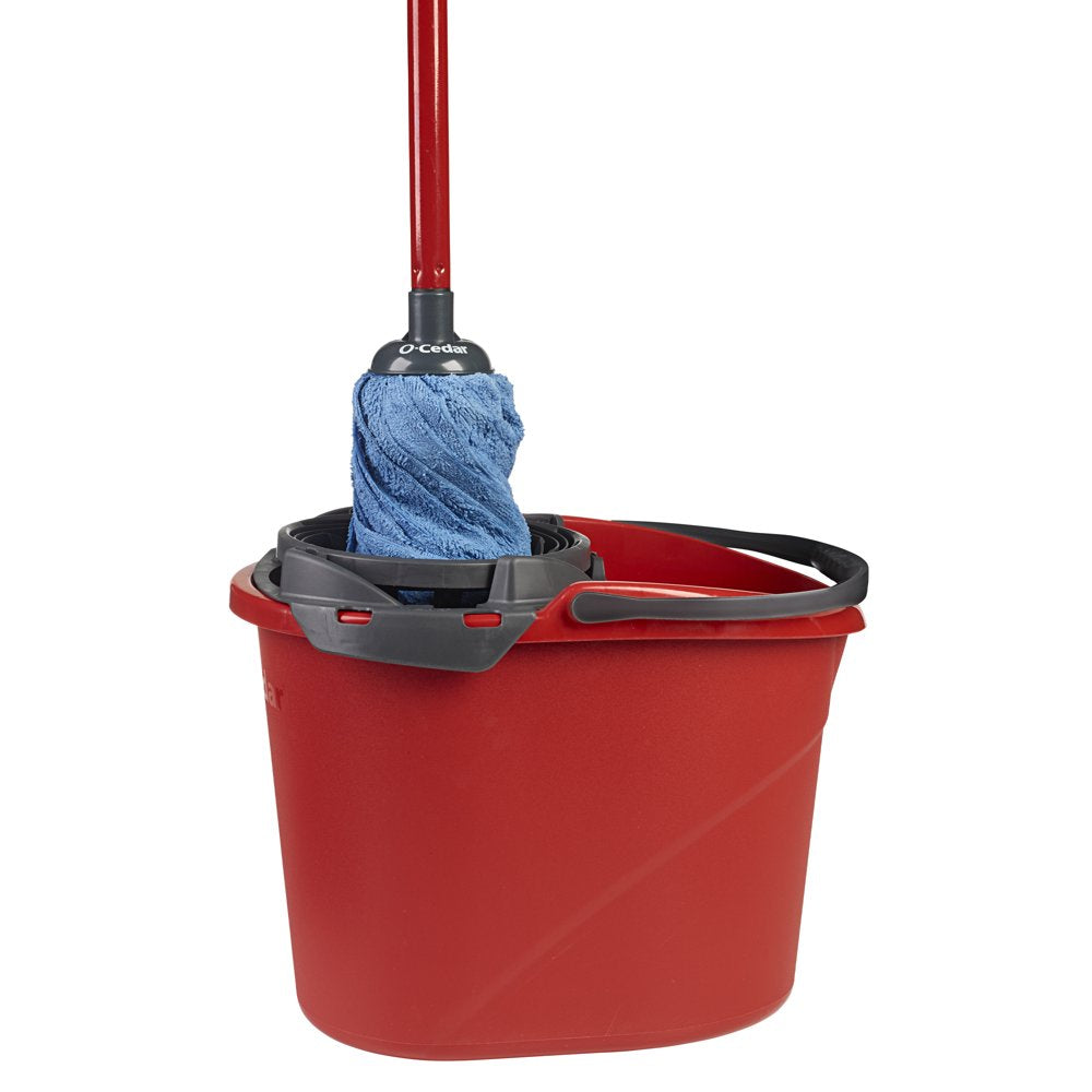 O-Cedar Quickwring Bucket, 2.5 Gallon Mop Bucket with Wringer, Red