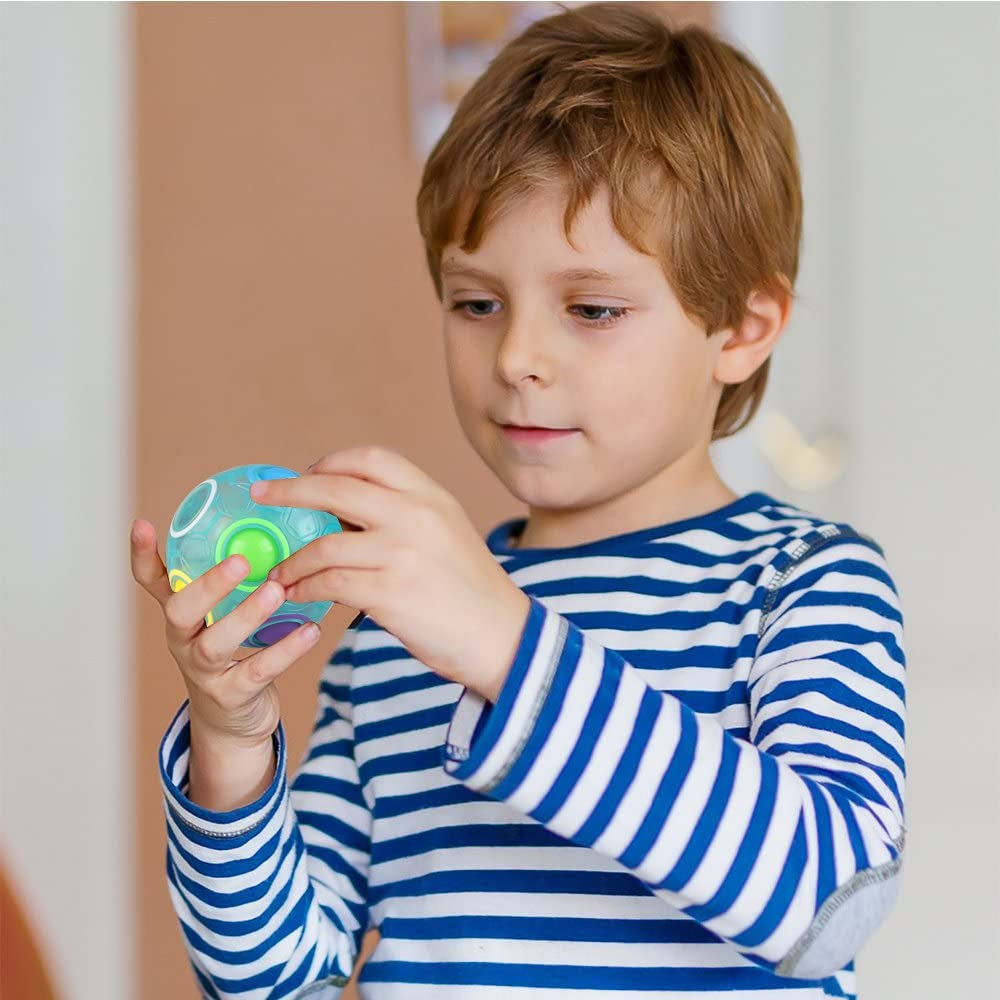 D-F Rainbow Puzzle Ball Cube Magic Rainbow Ball Puzzle Bundle Stress Fidget Ball Brain Teasers Games Fidget Toys