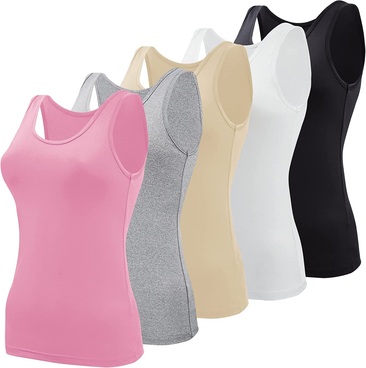 5 Pcs Basic Tank Tops for Women Undershirt Tank Top Sleeveless under Shirts