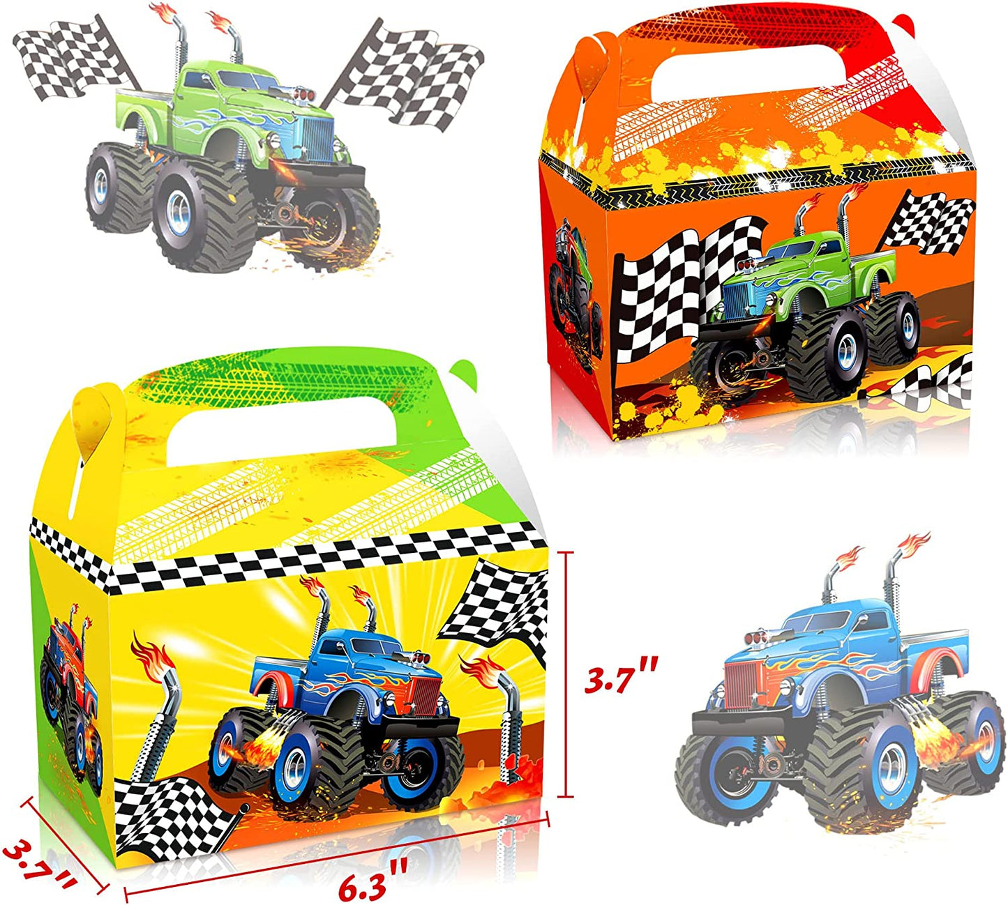 12 PCS Monster Trucks Party Favor Boxes Monster Trucks Party Supplies Monster Trucks Party Favors Monster Trucks Tablecloth Monster Trucks Birthday Decoration