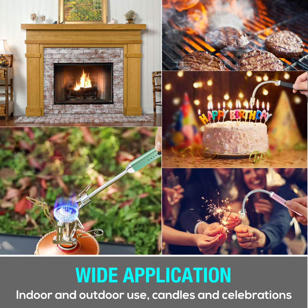2 Pack USB Rechargeable Candle Lighters with Flexible Neck, Windproof Flameless Plasma Lighters