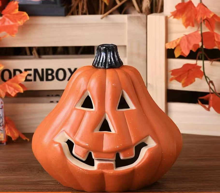Halloween Decoration Clearance! Halloween LED Light up Pumpkins Fall Decorations, 9.44" X 7.87" Resin Waterproof Jack O Latern Lamp, Home Table Top Porch Props Decor for Yard Garden Bar Indoor Outdoor