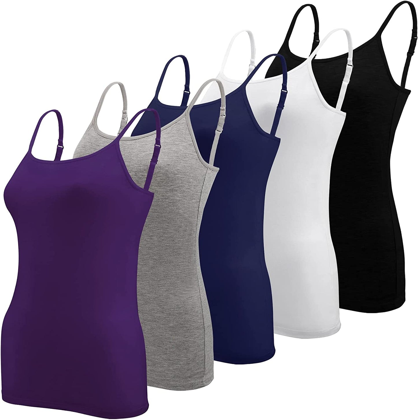 5 Pcs Women's Camisole Tank Top Undershirt Spaghetti Strap Basic Camisoles