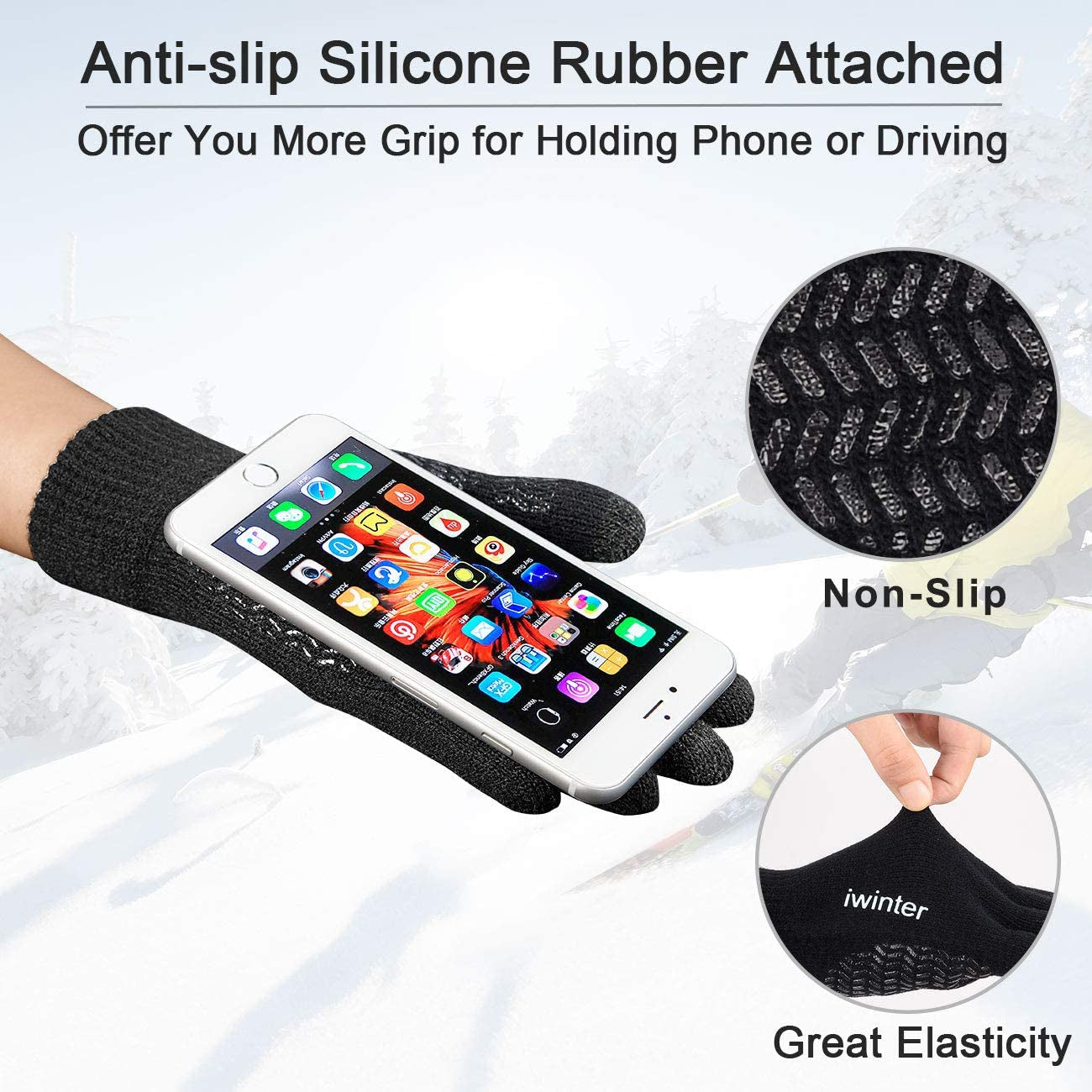 Winter Knit Sherpa Beanie Hat & Neck Warmer Scarf & Touch Screen Gloves Set 3 Pcs Sherpa Lined Skull Cap for Men Women