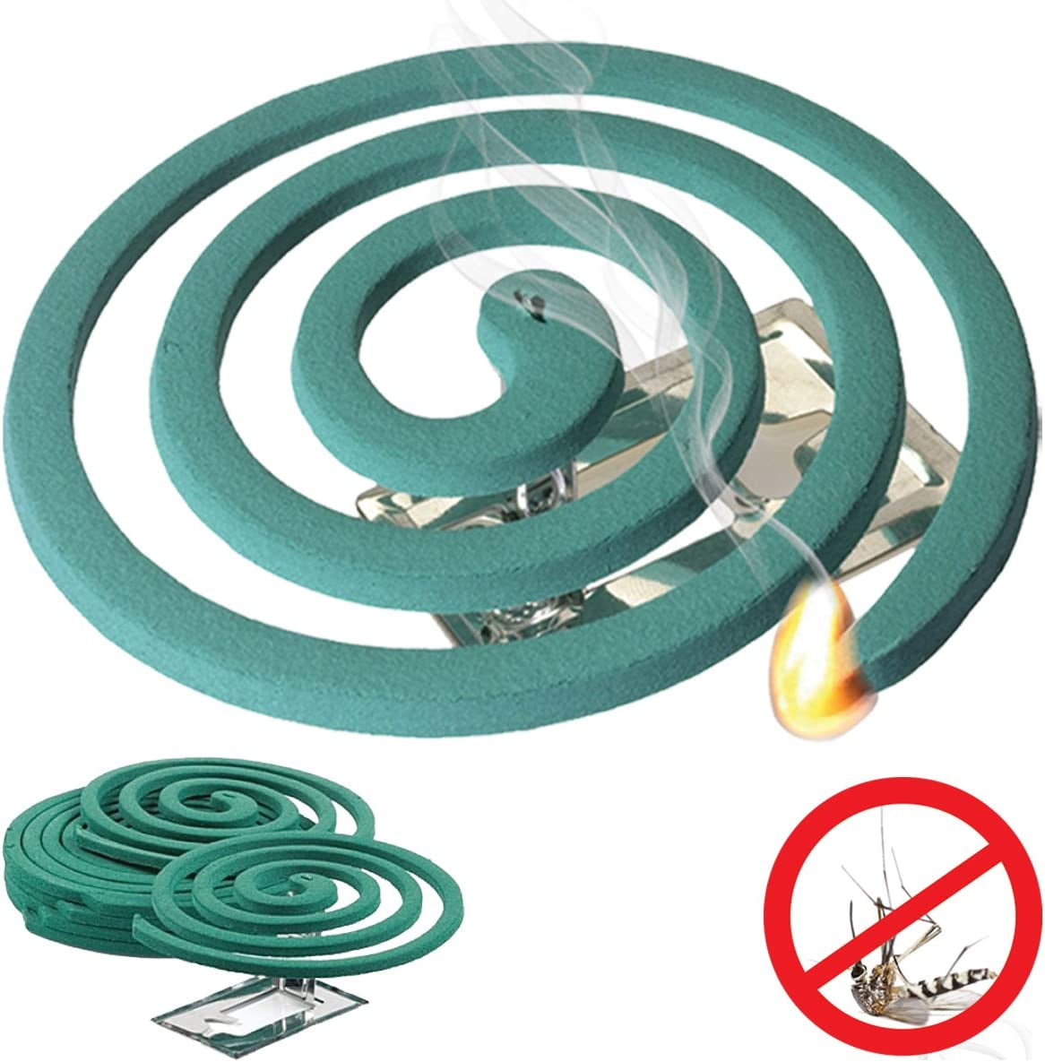 Mosquito Repellent Coils - Outdoor Use Reaches Up to 10 feet - Each Coil Burns for 5-7 Hours (Three Pack Contains 12 coils & 6 Coil Stands)