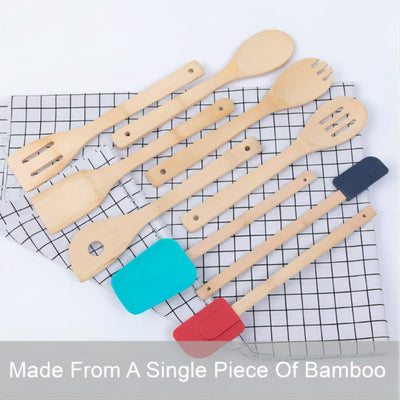 9 Pieces100% Natural Bamboo Tool and Gadgets  Utensil Set for Cooking