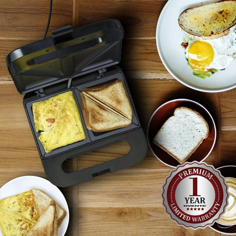 Electric Sandwich Maker with Non-Stick Plates, Indicator Lights, Cool Touch Handle, Easy to Clean and Store