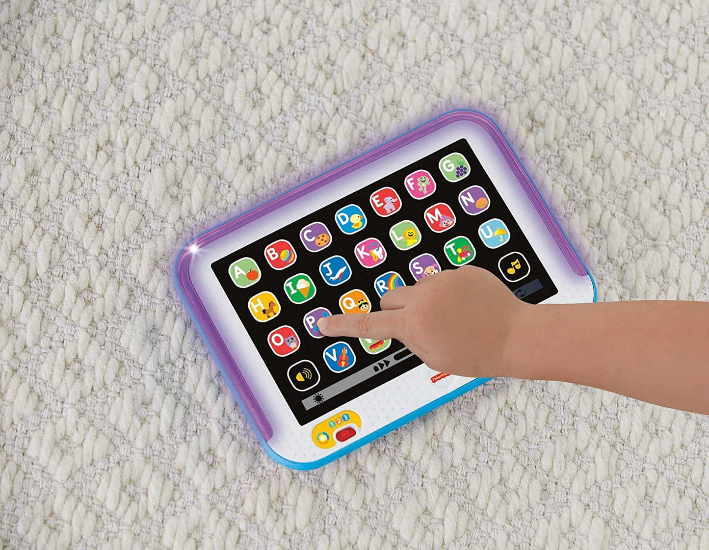 Fisher-Price Pretend Tablet Learning Toy with Lights Music and Smart Stages Educational Content for Baby and Toddler, Blue