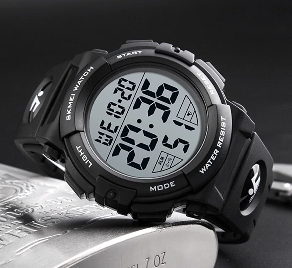 Large Face Digital Men’S Watch Sports Waterproof LED Military Wristwatches Chronograph Alarm Clock