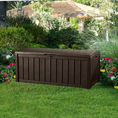 Outdoor 101 Gallon Plastic Resin Deck Box, Brown