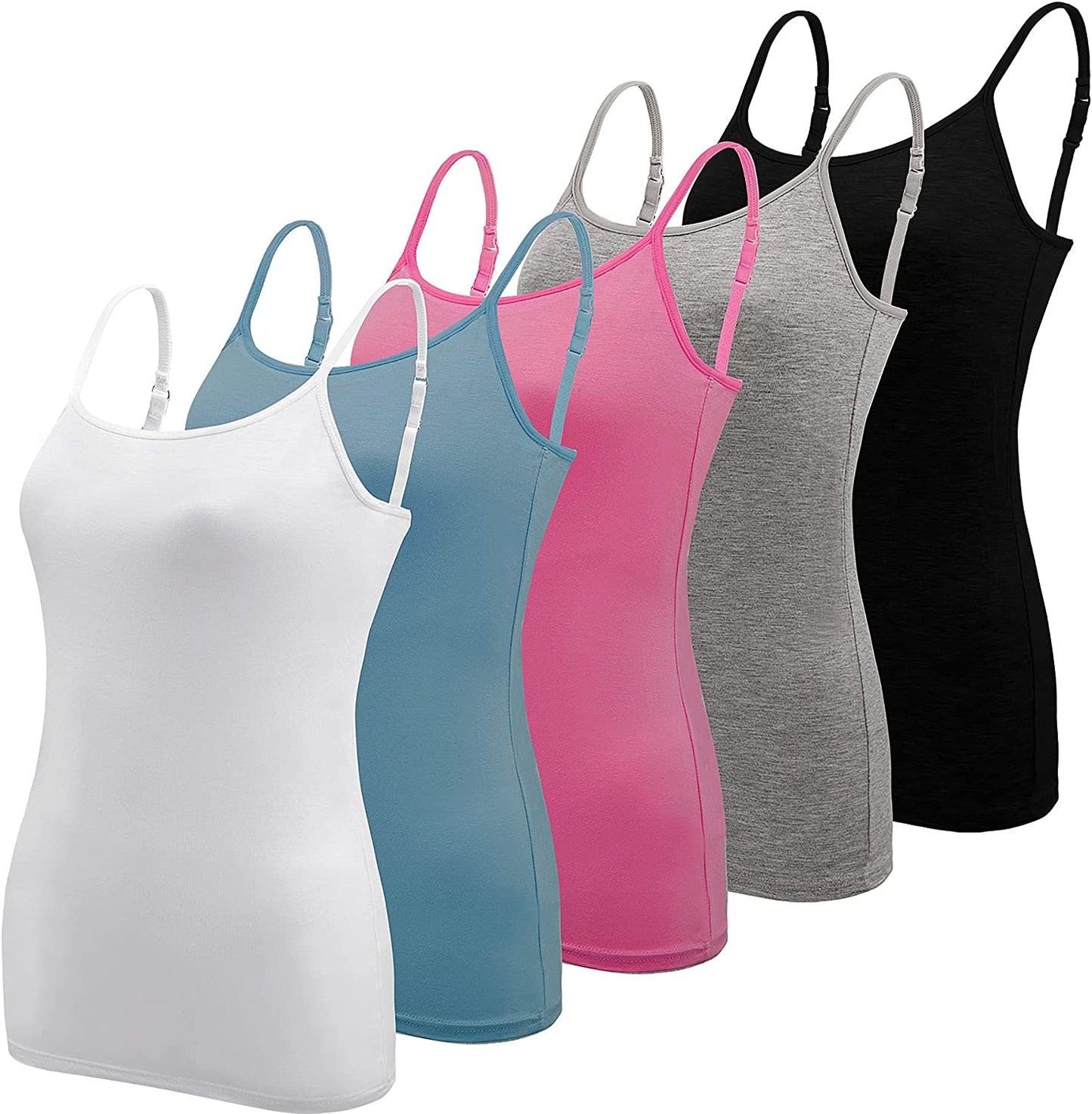 5 Pcs Women's Camisole Tank Top Undershirt Spaghetti Strap Basic Camisoles