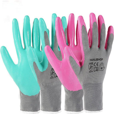 6 Pairs Garden Gloves for Women, Nitrile Coated Working Gloves, for Gardening, Restoration Work