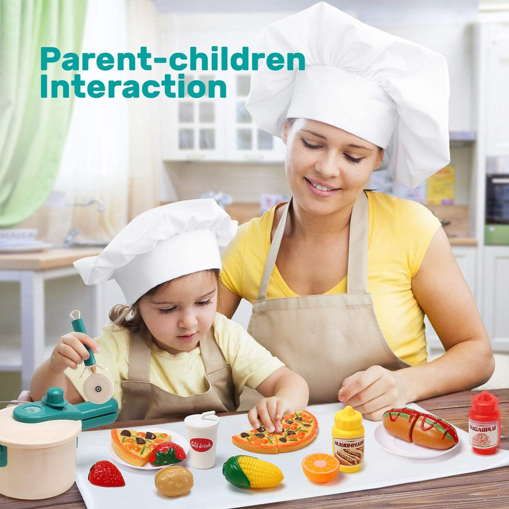 40PCS Kids Kitchen Pretend Play Toys Cooking Set with Pots and Pans Cookware Cutting Play Food Great Gift for Toddles Infant Boys Girls Play Inside