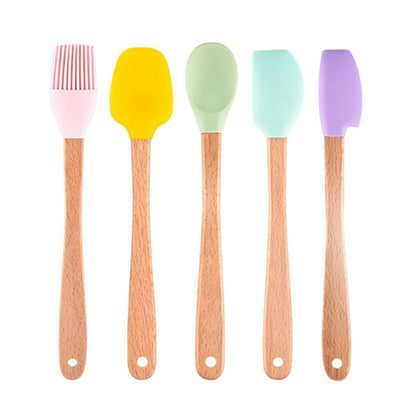 1 Set Bakeware Sets Food Grade Wooden Handle Undeformable Flexible Baking Eco-Friendly Smooth Edge Cake Utensils for Bakery