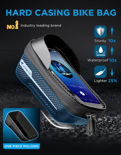 Bike Phone Holder Bike Phone Mount, 3D Hard Eva with 0.25mm Sensitive TPU Touch-Screen, with Rain Cover for Phones under 6.9''