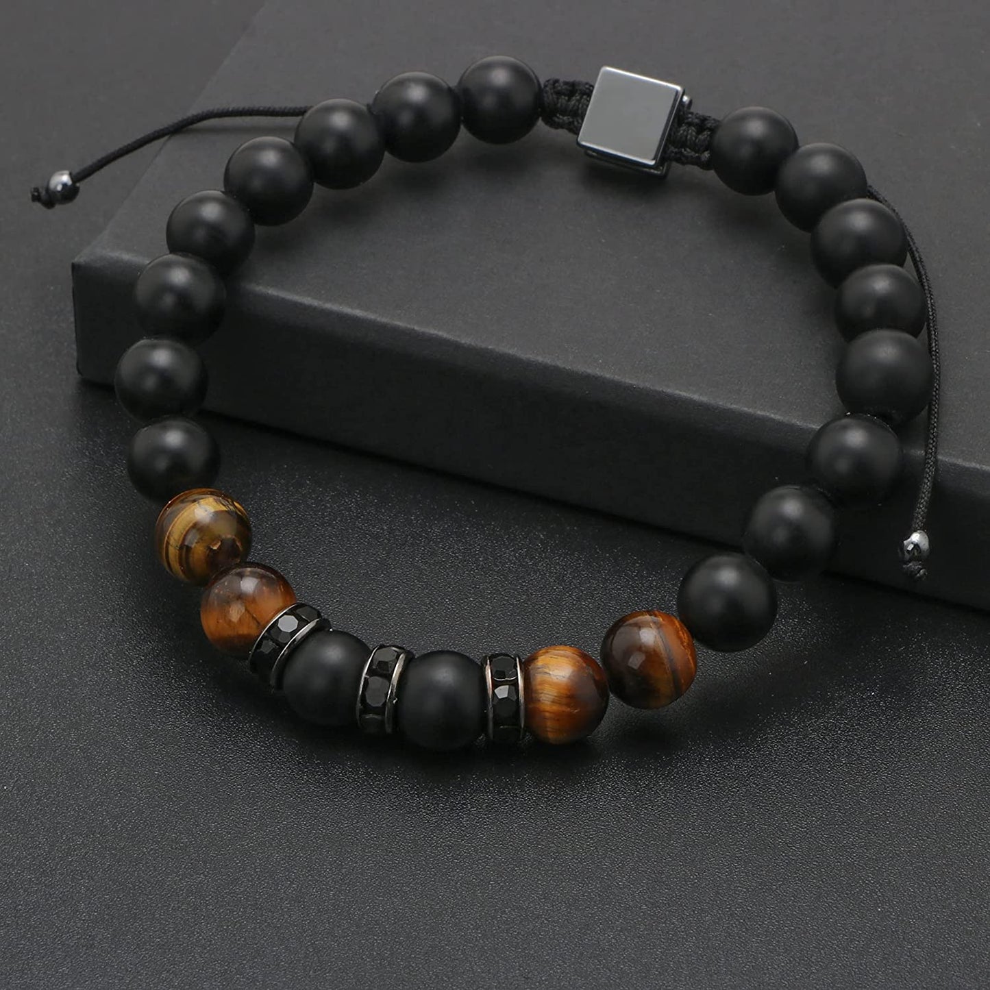 Tiger Eye Beaded Bracelets for Men To My Boyfriend Husband Son Brother Grandson Mens Bracelet Anniversary Birthday Christmas Father's day Gifts for Him