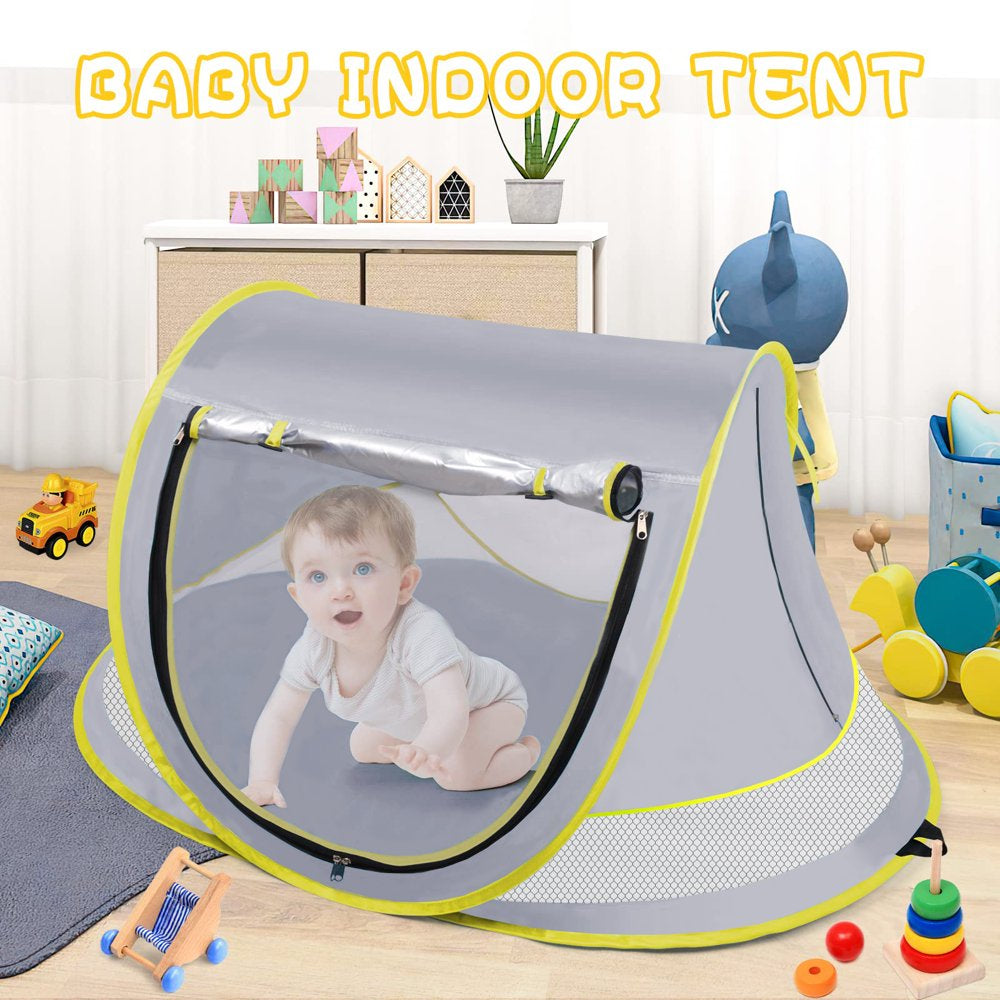 Baby Beach Tent, UPF 50+ Pop up Beach Tent Sun Shelter, Easy Setup Play Tent for Travel, Mini Beach Tent for Kids Toddlers,Grey